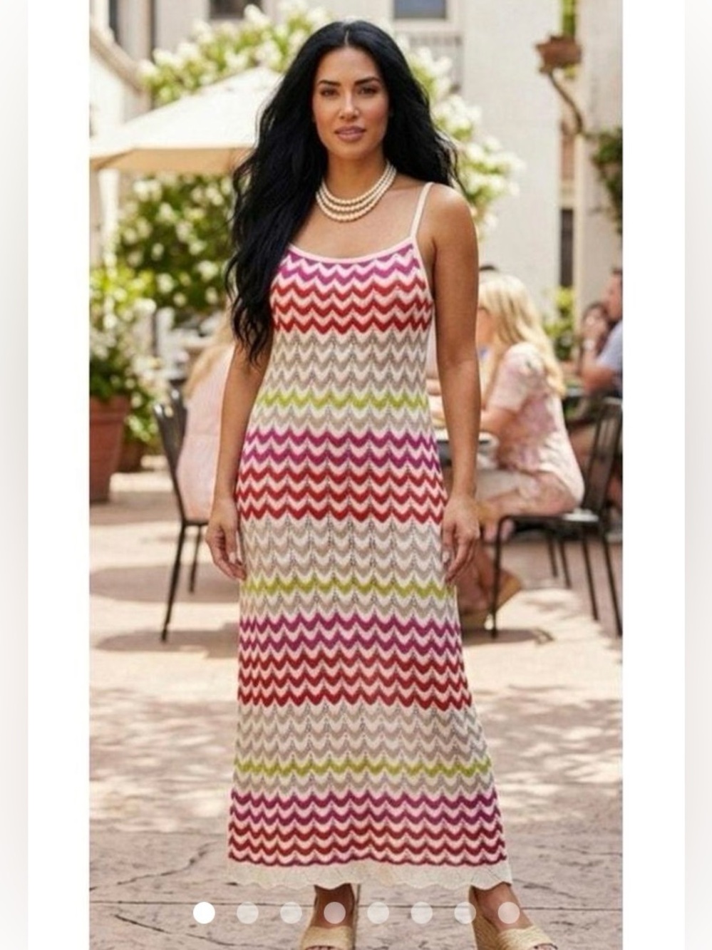 Rachel Zoe Multicolor Chevron Maxi Dress - Pink, Red & Green
